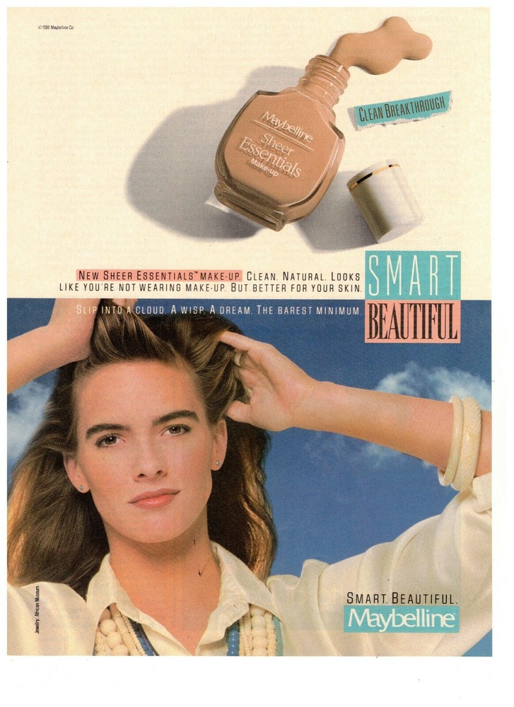 maybelline Smart Beautiful Sheer Essentials Makeup Vintage 1990 Print Ad
