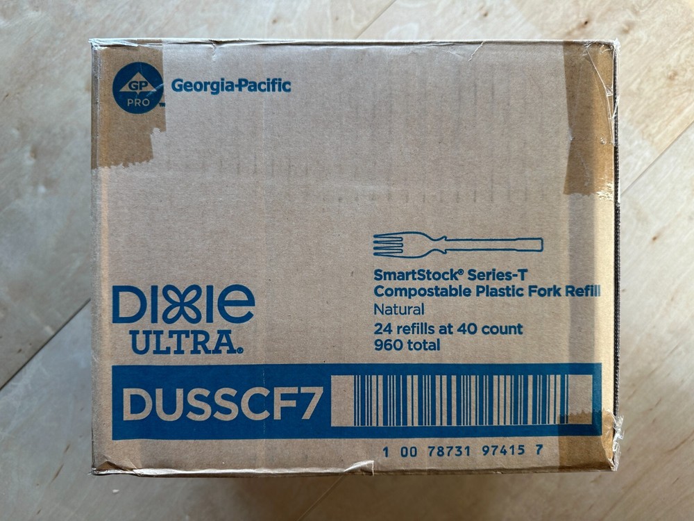 Dixie Ultra SmartStock Series-T Compostable Plastic Fork Refill Natural 960 Qty