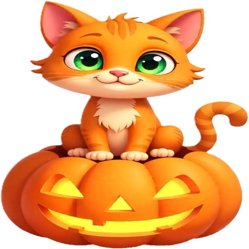 30 Custom Nice Halloween Ginger Cat Personalized Address Labels