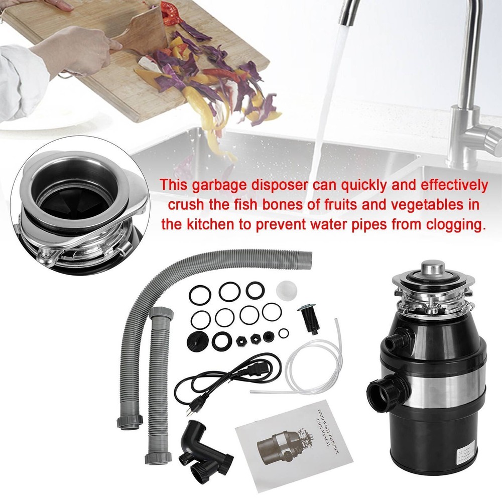 Garbage Disposal 3/4 HP 2800 RPM Under Sink Kitchen Food Waste w/ Plug