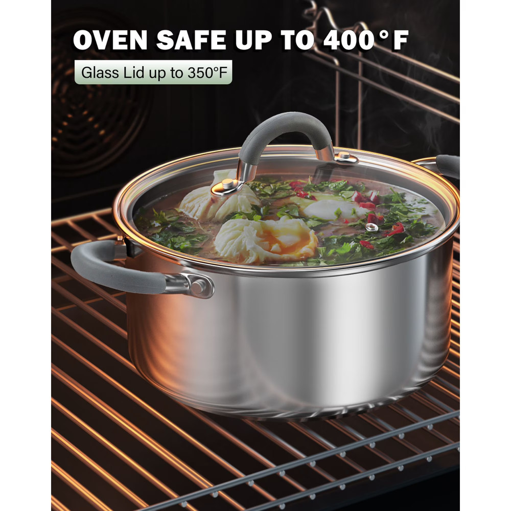 Home Kitchen Cookware Sets, 12-Piece Basic Stainless Steel Pots and Pans