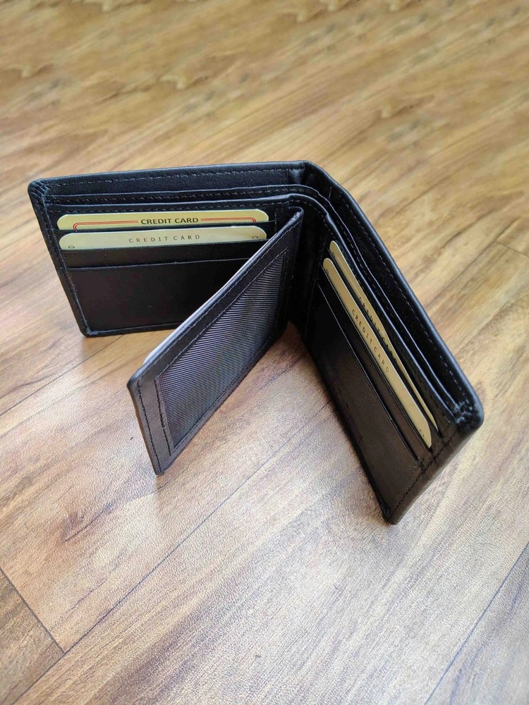Men's Genuine Leather Bifold Wallet RFID Blocking Wallet, Black