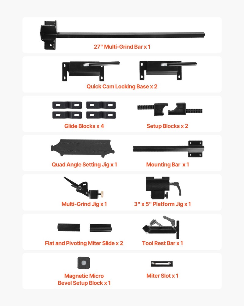 VEVOR Pro Grind Sharpening System Multi-Grind Jig for 6" & 8" Bench Grinder