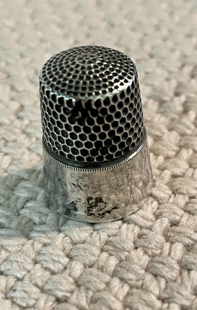 Vintage #8 Sterling Silver Thimble, Monogrammed, Marked