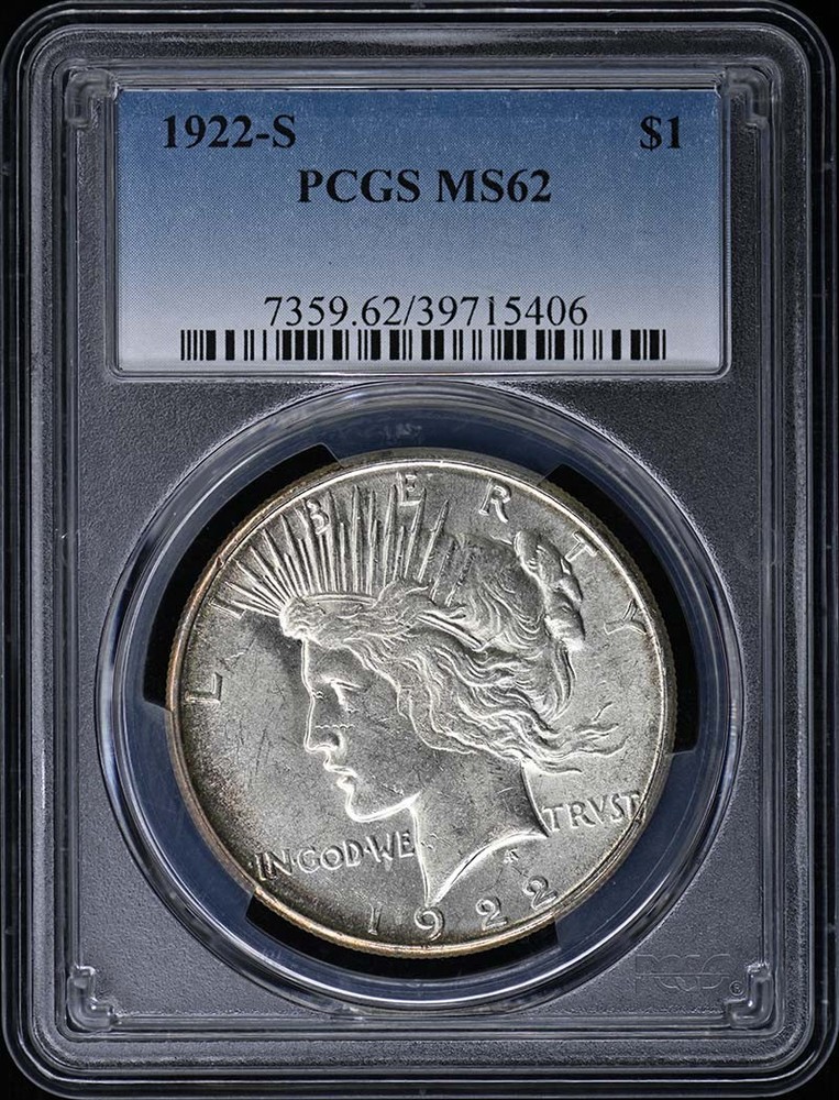 1922-S $1 Peace Dollar PCGS MS62