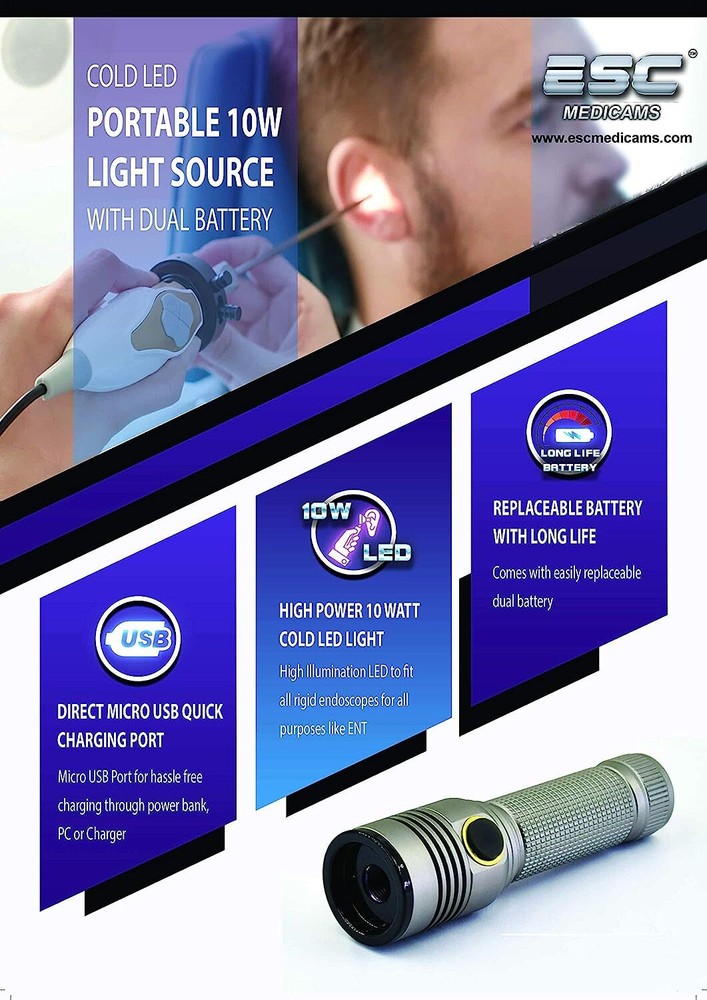 Endoscope Cold Light Source LED ENT Portable Medical Rigid Endoscopy for Camera