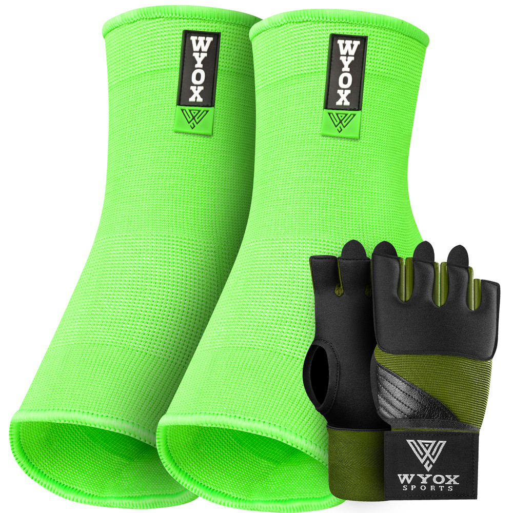 WYOX Ankle Brace & Boxing Hand Wrap Bundle for Support, Stability & Training