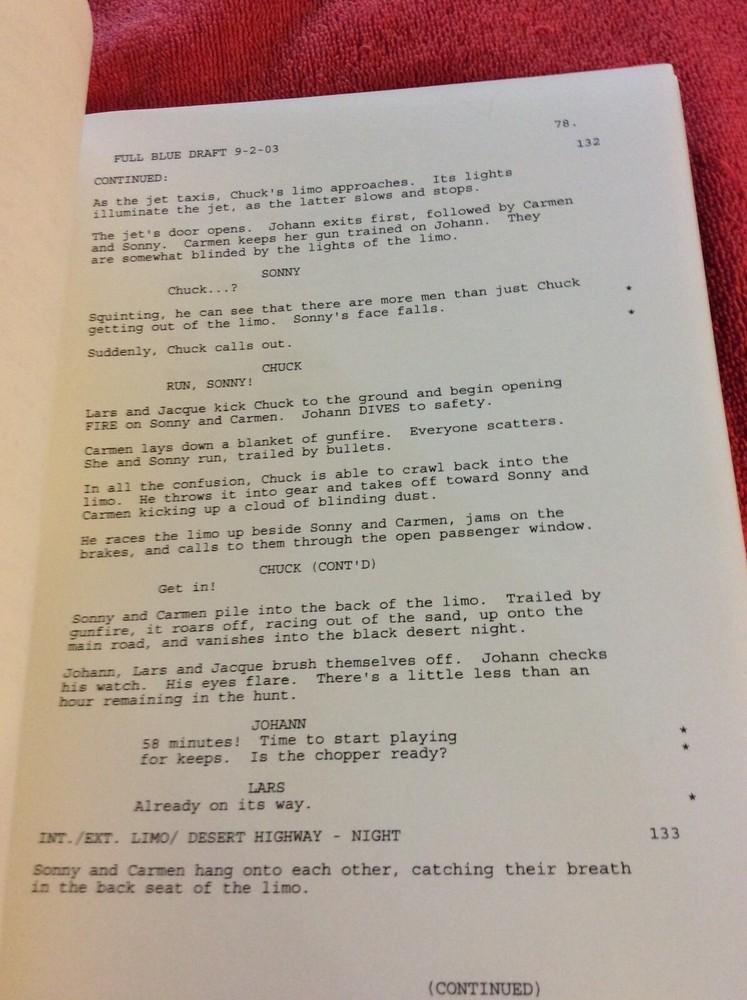 ORIGINAL SCRIPT DEEP ATTACK BET YOUR LIFE SEAN CARRIGAN BILLY ZANE