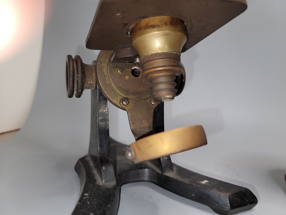 Antique Brass & Cast Iron Microscope Really Well Made Brass Microscope | 1800s