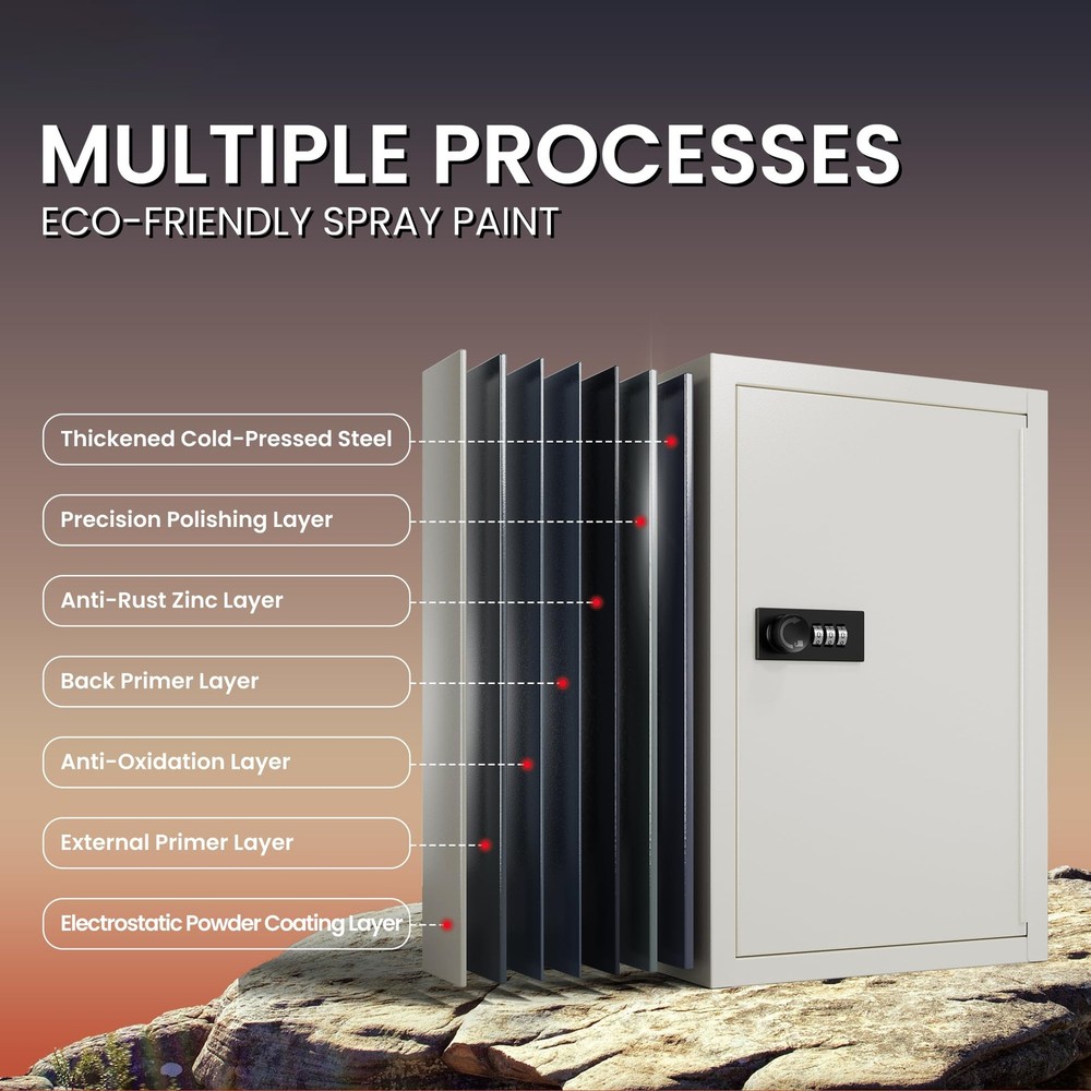 40 Keys Combination Key Lock Box with Code, Key Box Wall Mount for Home Offic...