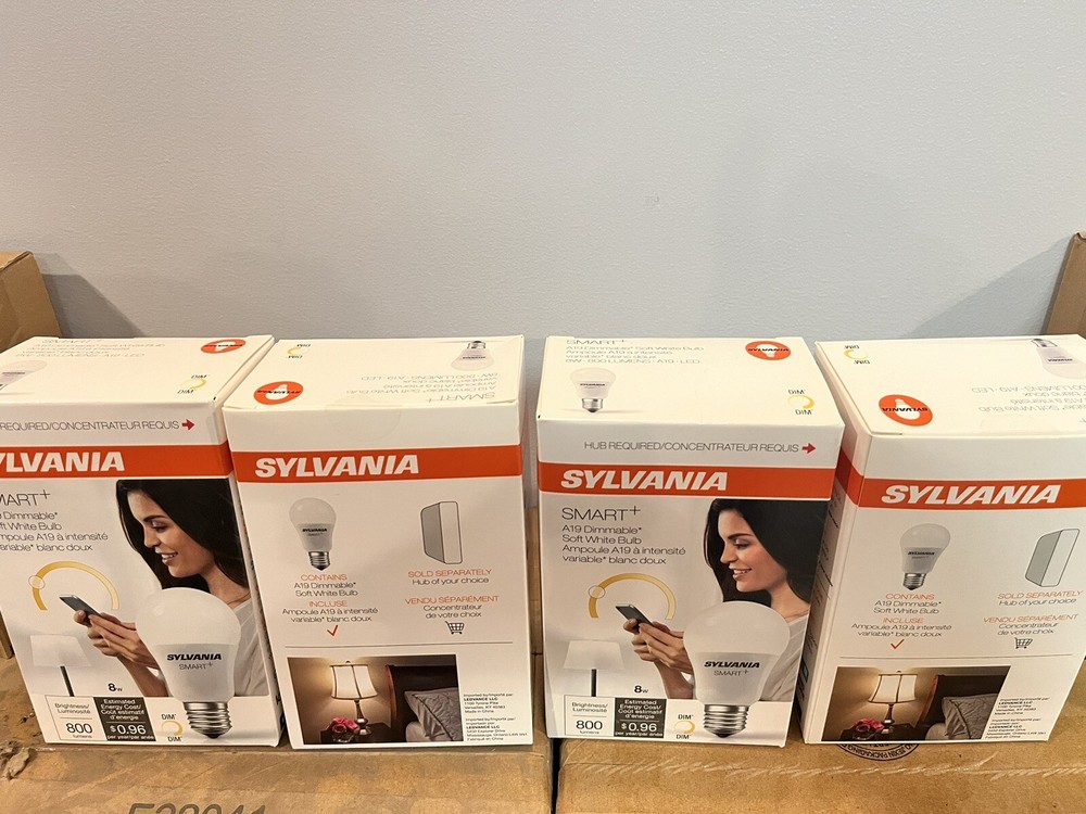 4 Pk Sylvania Smart+ Zigbee Light Bulb Dimmable Soft White A19 9W Works w/ Alexa