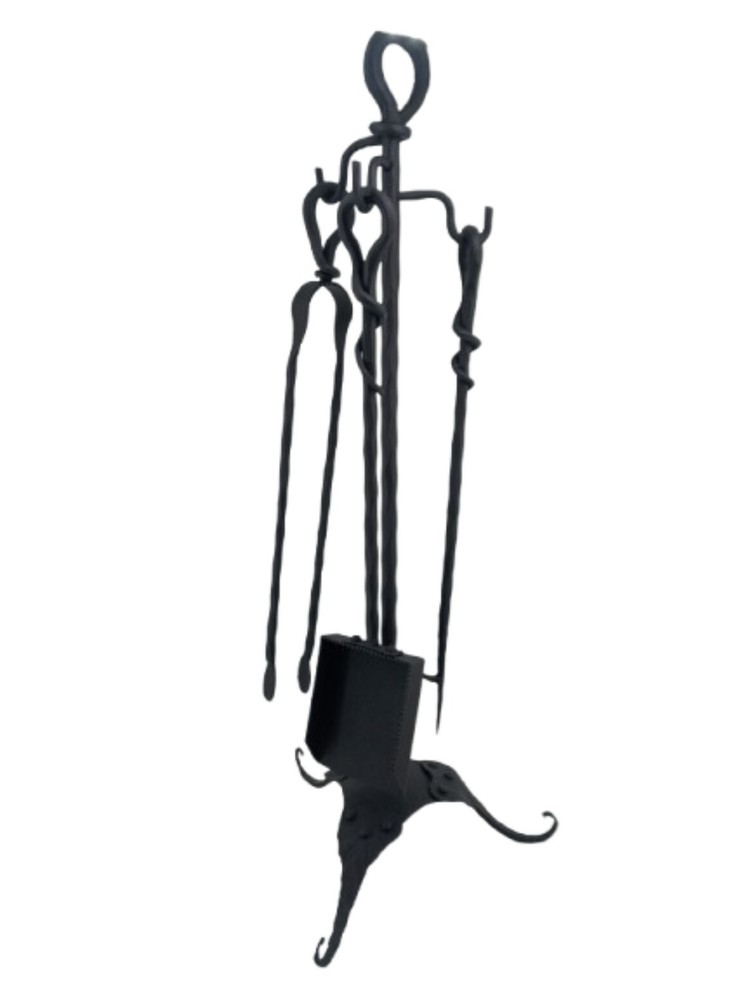Fireplace Accessory Set Wrought Iron Tripod Tool Kit Fire Stove