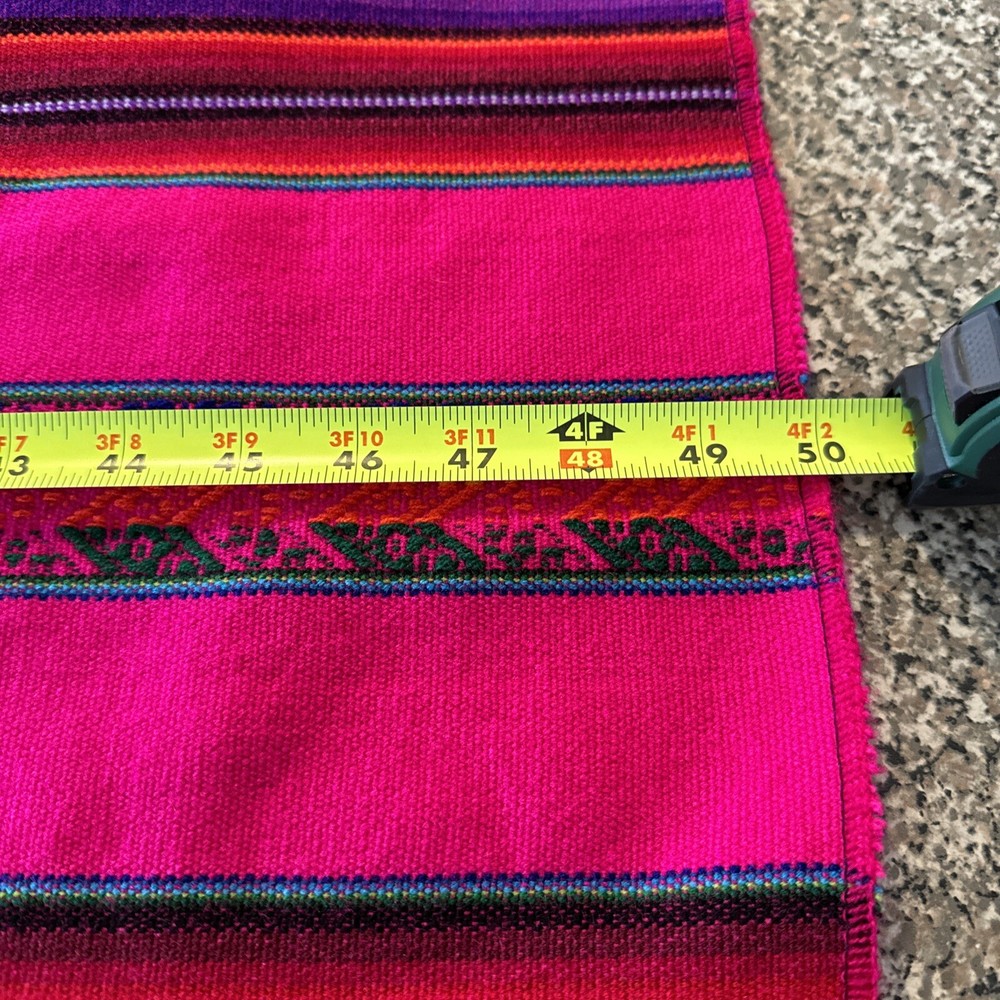Peruvian Woven Blanket - Boho Tapestry ~59"X 39" Colorful Wool Tablecloth
