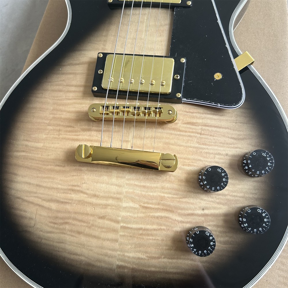 Custom 6-String Electric Guitar: Yellow Sunburst Mahogany Build Fixed Bridge