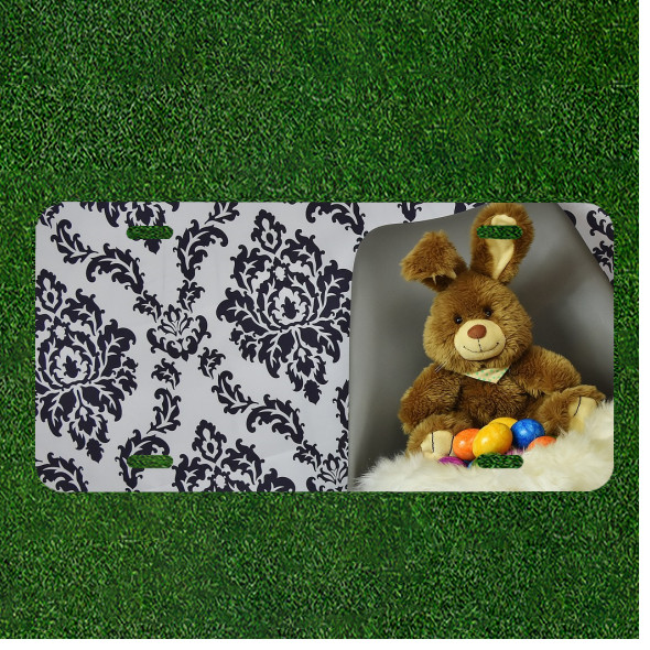 Custom Personalized License Plate Auto Tag With Teddy Bear Artistic Design