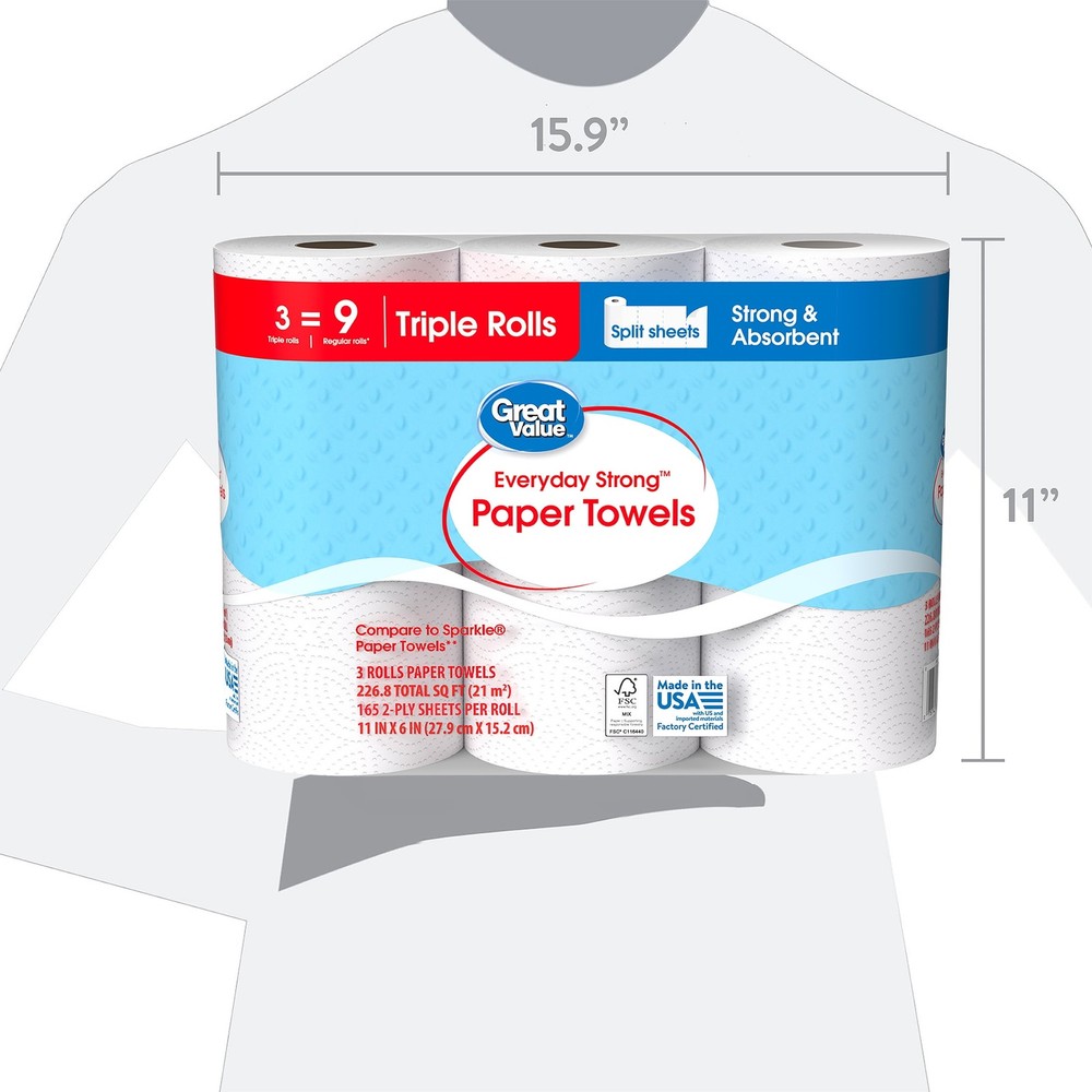 Strong Everyday Paper Towels, 3 Pack Triple Rolls