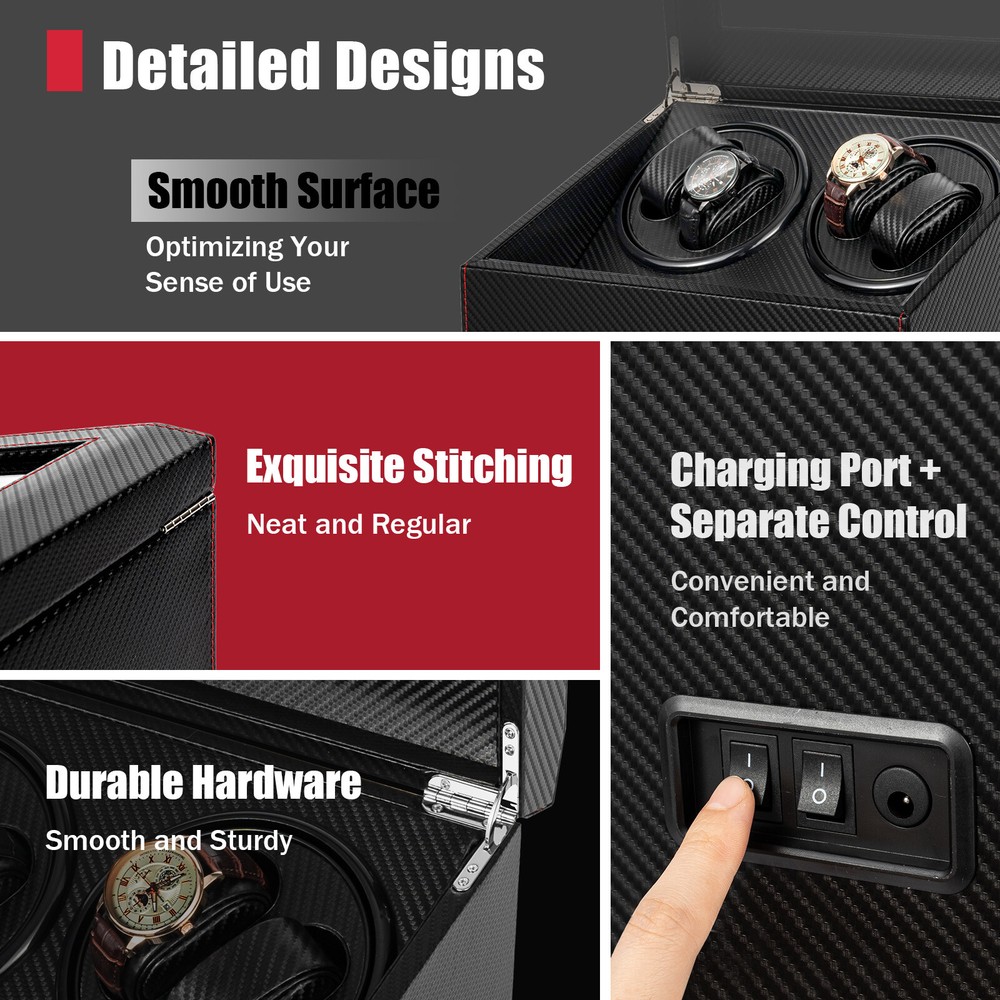 Automatic Rotation Watch Winder Box 4+6 Self Winding Display Box Storage Case
