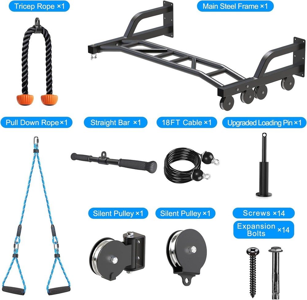 SELEWARE 48'' Heavy Duty Pull Up Bar Wall Mount Multi-function Chin up Bar with