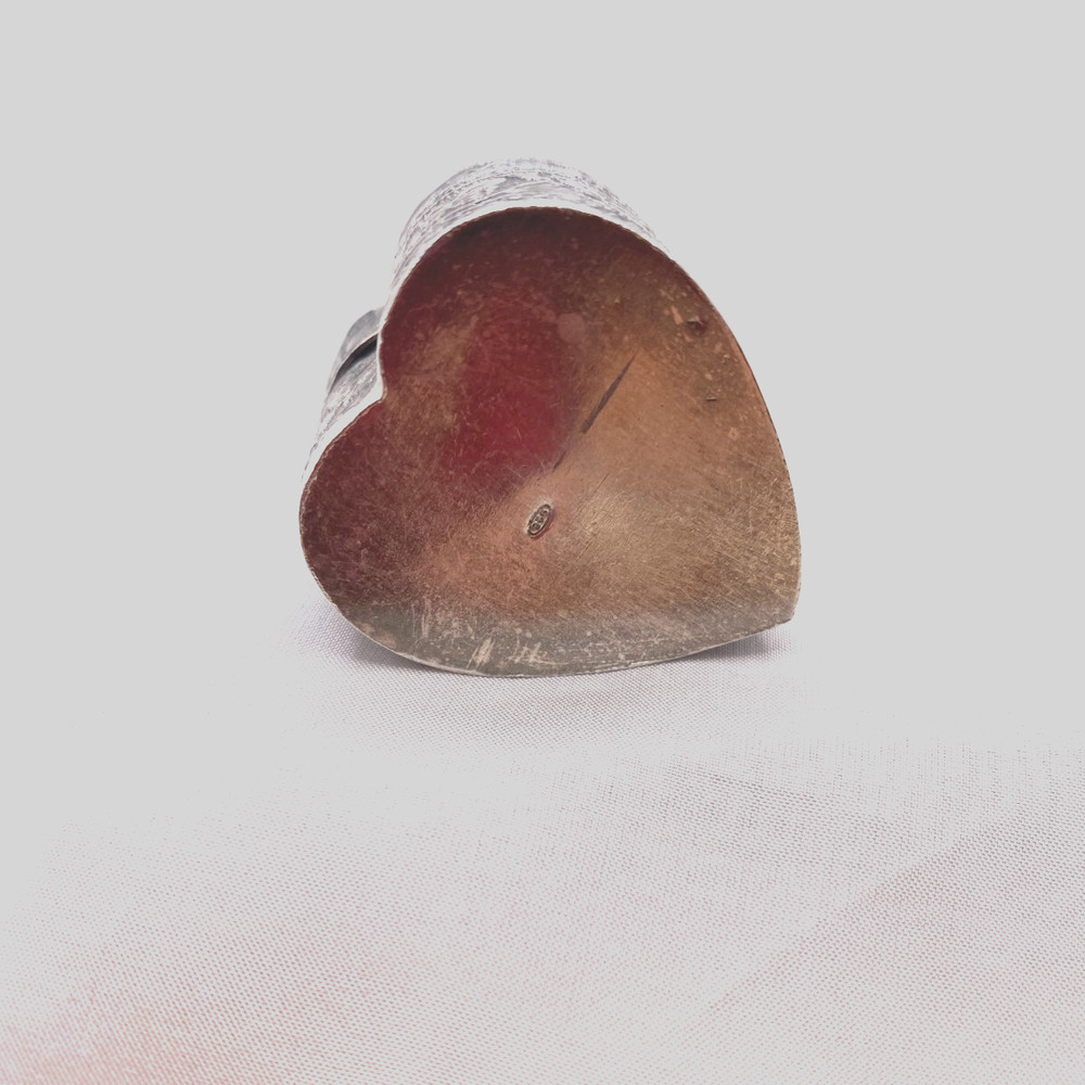 Vintage silver etched heart shaped box