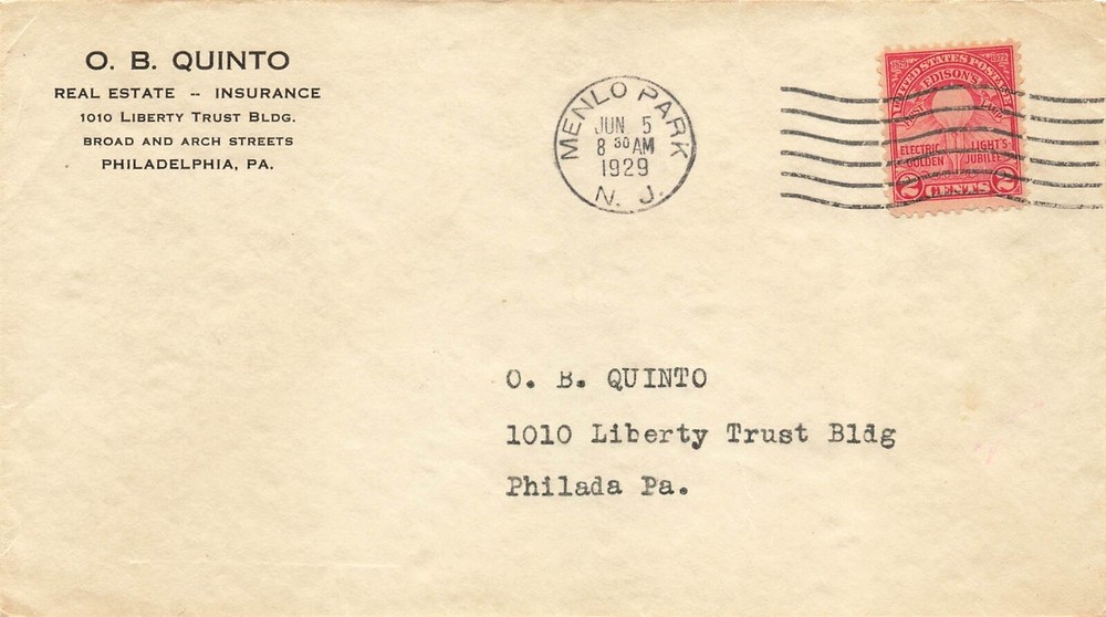 654 2c EDISON LIGHT - O. B. Quinto Insurance