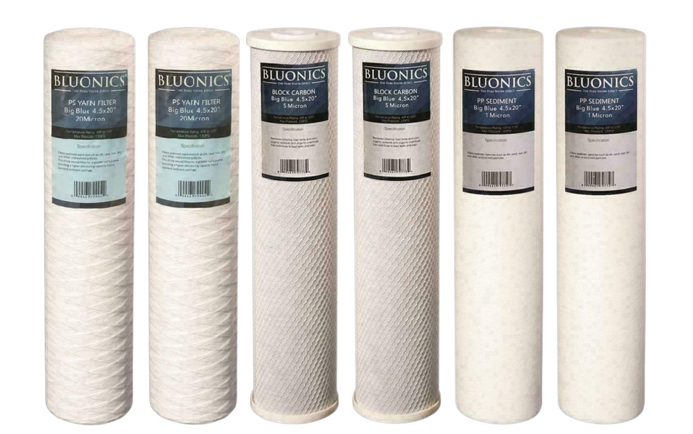 Bluonics Replacement Filter Set for our Triple housing Water System 4.5”x 20”