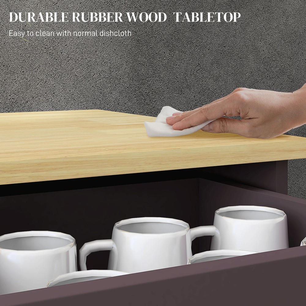 Kitchen Storage Cupboard Organizer Cabinet Drawers & Adjustable Shelf, Coffee