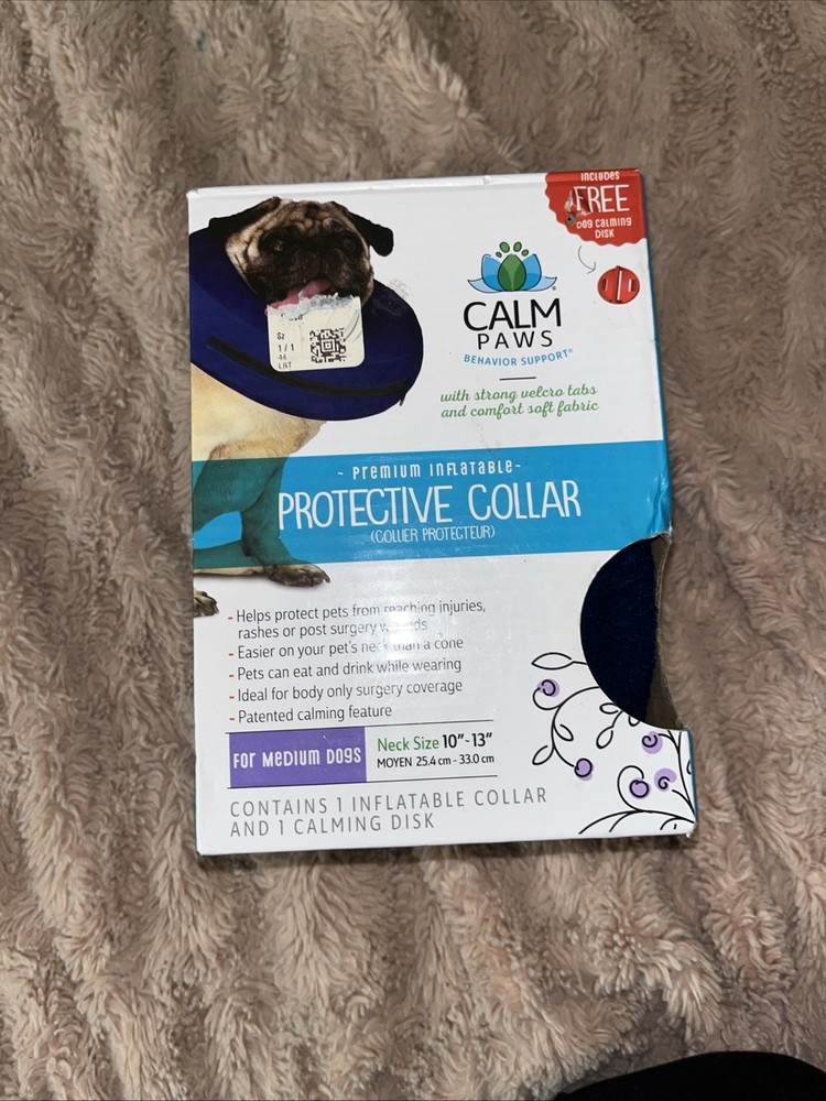 Great Calm Paws inflatable protective E collar meduim NWT