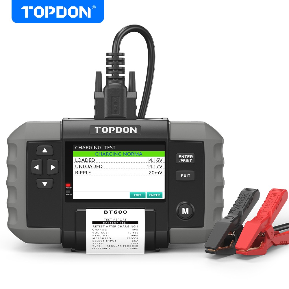 TOPDON BT600 12V/24V Digital Battery Analyzer with Built-in Printer