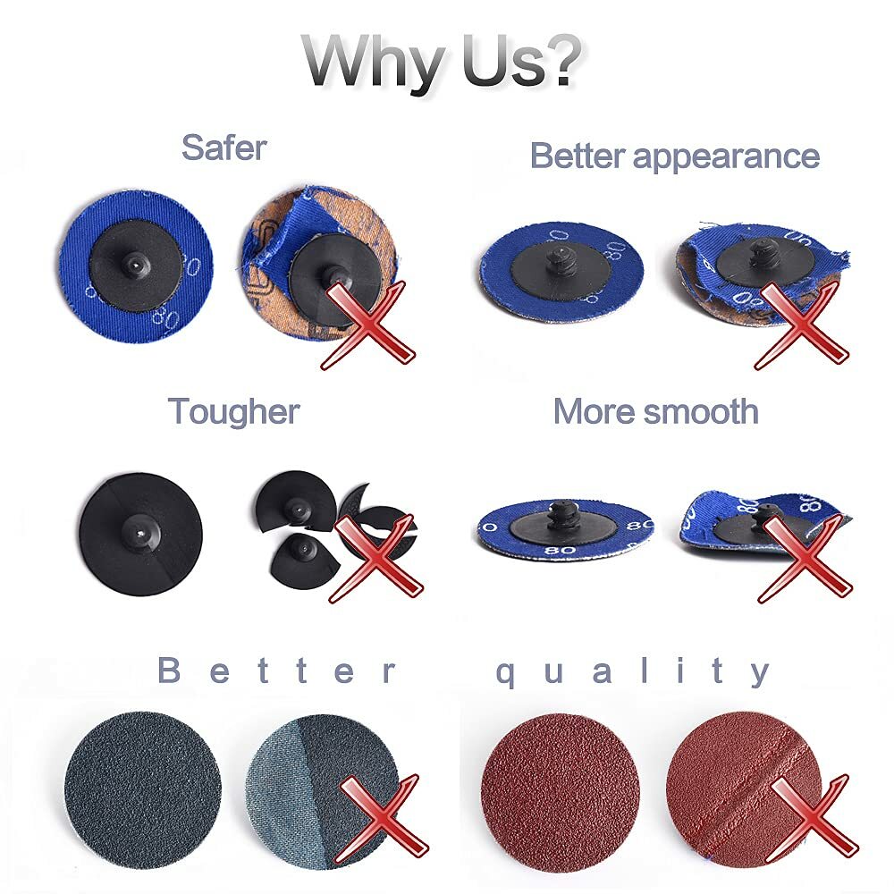 51PCS 2" Aluminum Oxide Roll Lock Quick Change Sanding Grinding Disc 36-240 Grit