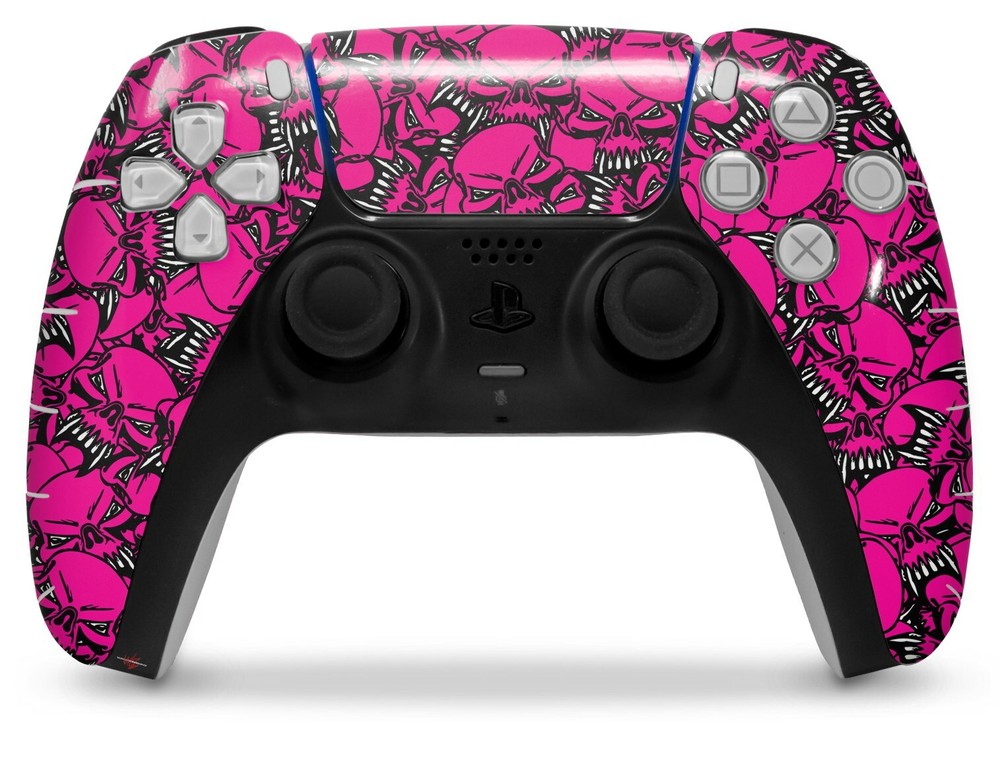 Skin Sony PS5 Controller Scattered Skulls Hot Pink
