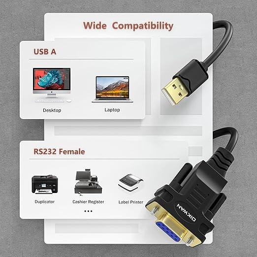 USB To RS232 Serial DB9 Adapter Cable