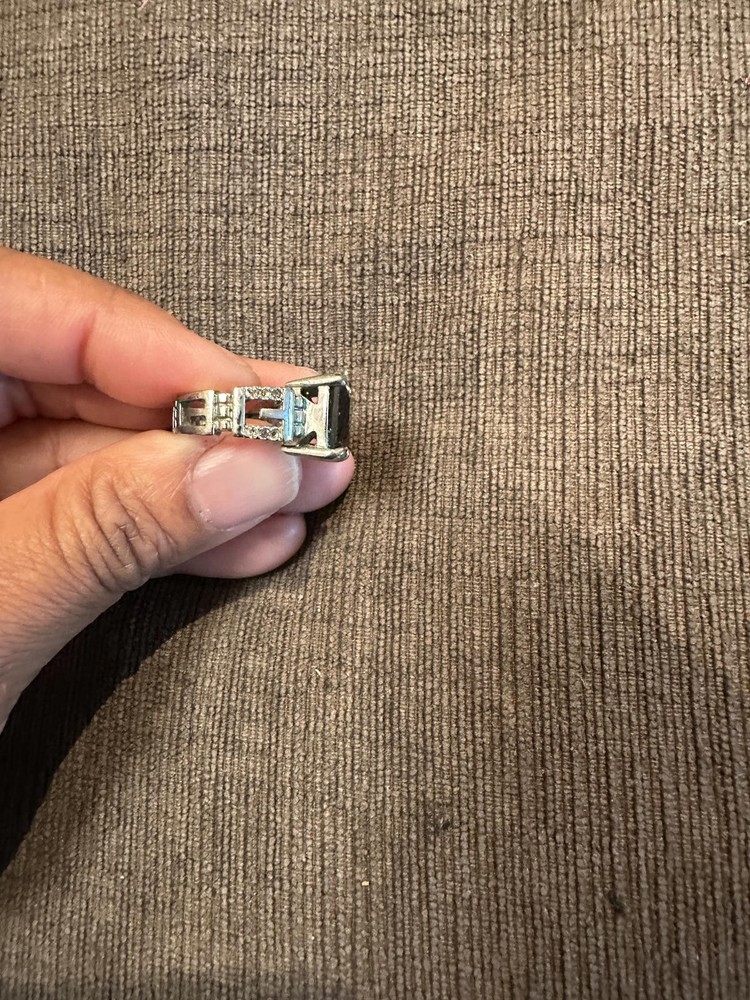 Silver Ring with Large Black Square Stone