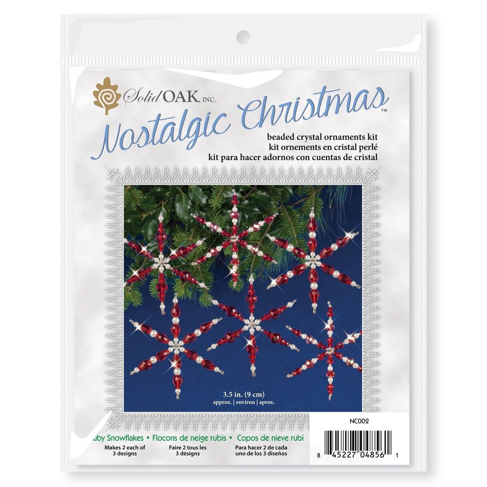 Solid Oak NC002 Kit Beaded Ornament Snowflakes Ruby