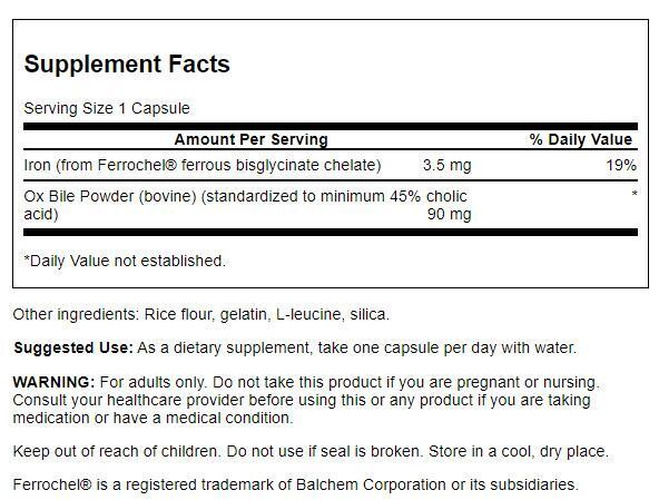 Swanson Ox Bile 60 Capsules