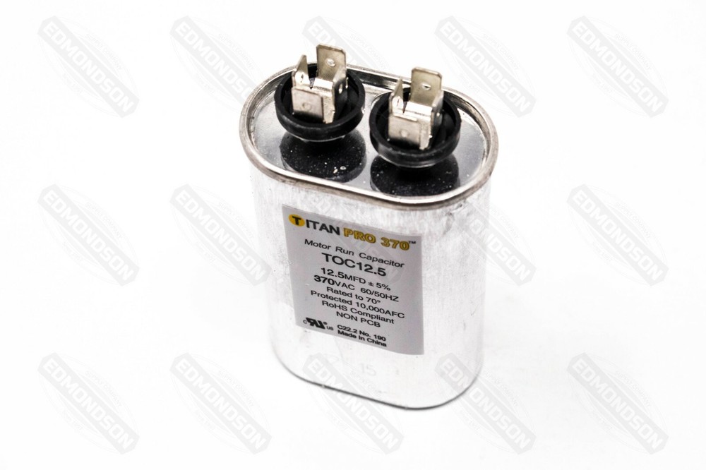 Packard Titan PRO TOC12.5 Motor Run Capacitor 12.5 MFD 370 Volt, Oval