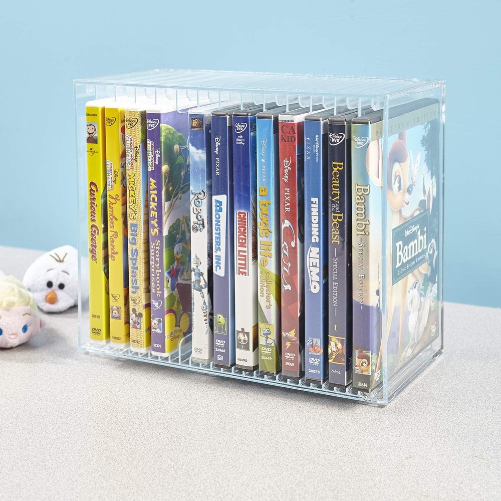 STORi Stackable Clear Plastic DVD Organizer with Rubber Feet |
