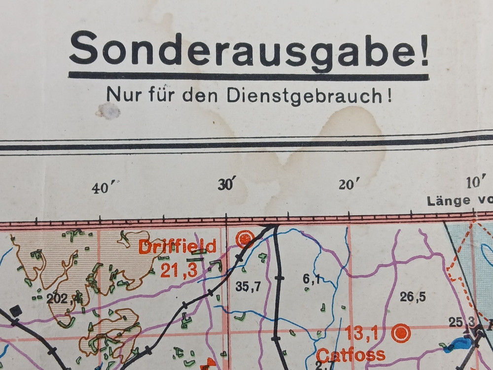 WW2 "RESTRICTED" GERMAN LUFTWAFFE MAP (LIVERPOOL, MANCHESTER, BIRMINGHAM etc)