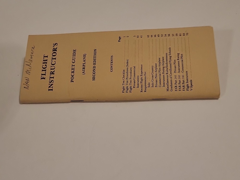 Flight Instructor’s Pocket Guide Pilot 2nd Edition 1977 USA By Samuel West