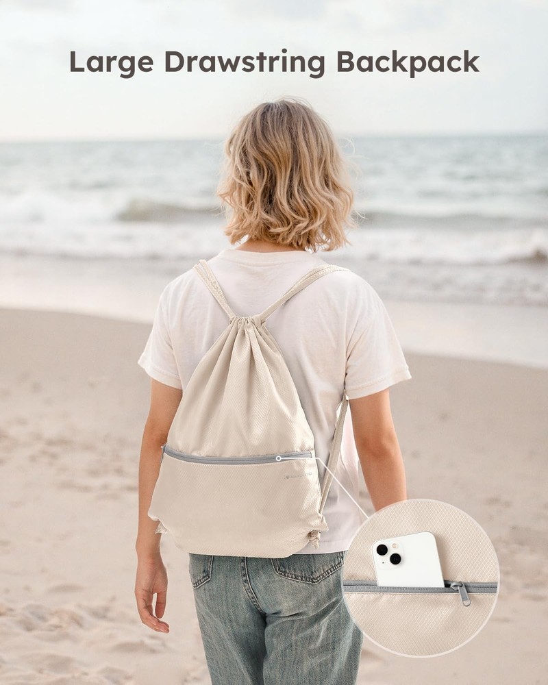 6 Set Compression Packing Cubes for Travel, Bonus Versatile Drawstring Backpa...