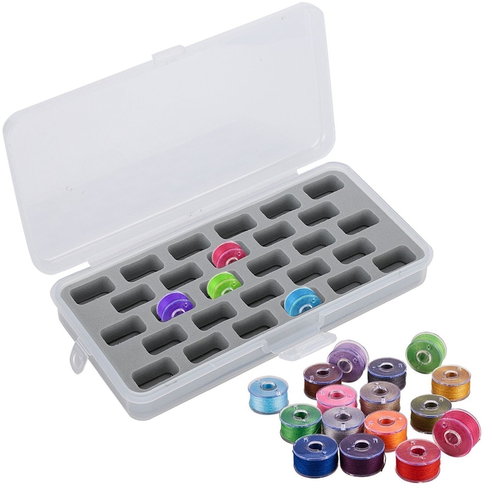 28 Slots Empty Spools Box Plastic Thread Storage Cover Bobbin Organizer