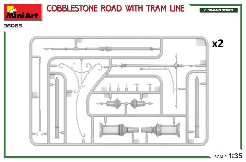 MiniArt 36065 1:35 Cobblestone Road with Tram Line Plastic Model Kit