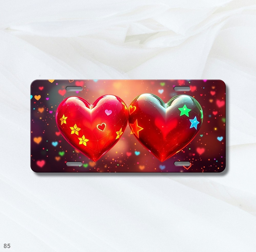 Premium Hearts License Plate Customizable Auto Tag Everyday Gift