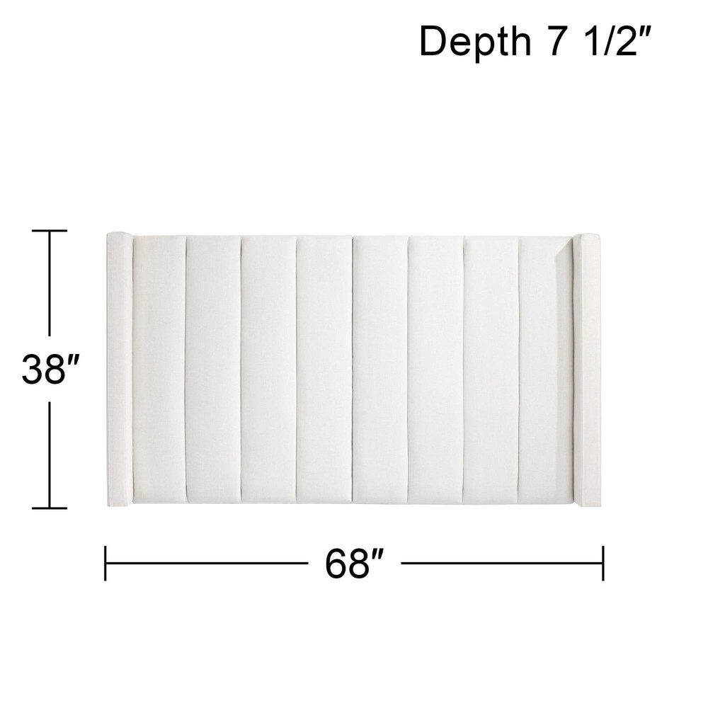 Trent Channel Tufted White Fabric Queen Hanging Headboard