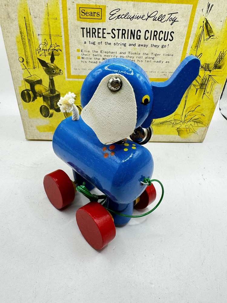 Vintage Sears Exclusive Pull Toy Three-String Circus 1950s – Complete with Box