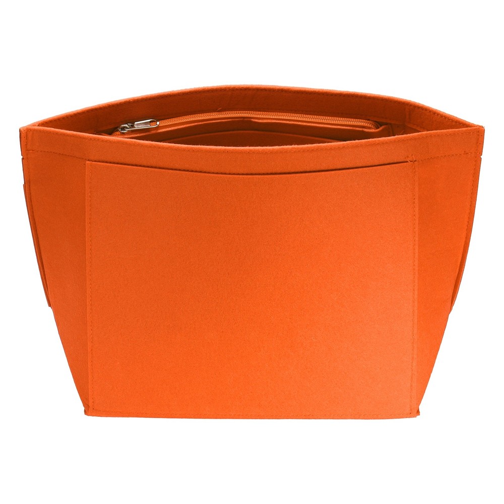 Purse Organizer Insert, Large Felt Handbag Organizer with Zipper, Orange
