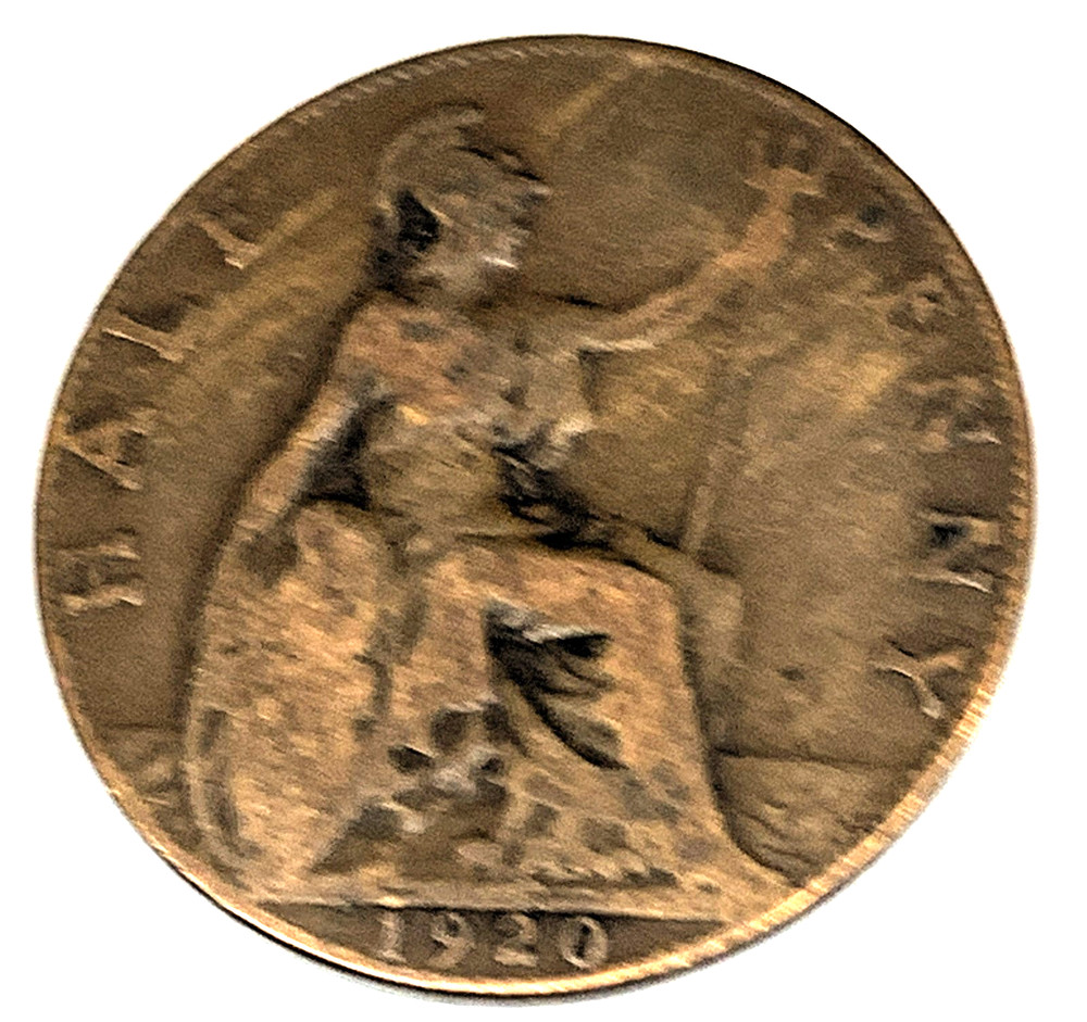 # C001    GREAT BRITAIN     COIN,     HALF  PENNY    1920