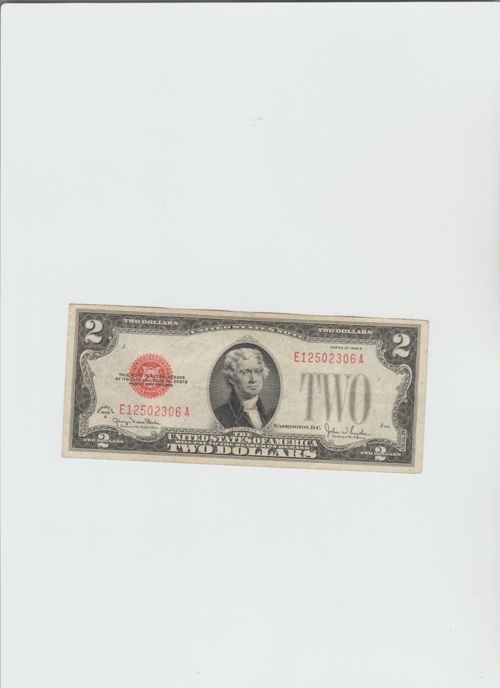 1928-G $2 Red Seal Note in(VF) circulated condition.