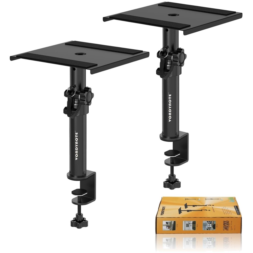 Short Studio Monitor Stands, Height Adjustable (2 Pack)