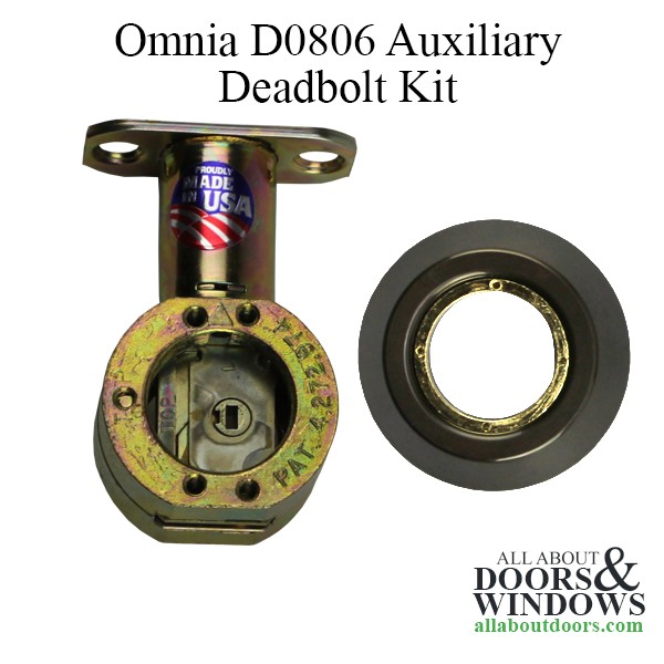 Deadbolt With Keyed Exterior and Thumbtrun Interior Omnia Auxiliary Deadbolt