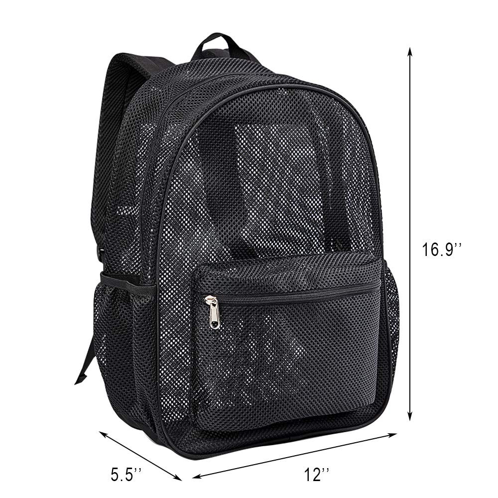 Heavy Duty Mesh Backpack, See Through College Backpack with Padded Shoulder S...